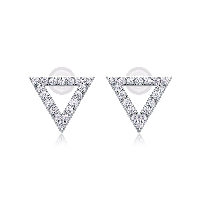 S925 Silver Triangle Moissanite Stud Earrings Modern Elegant Fine Jewelry - 1