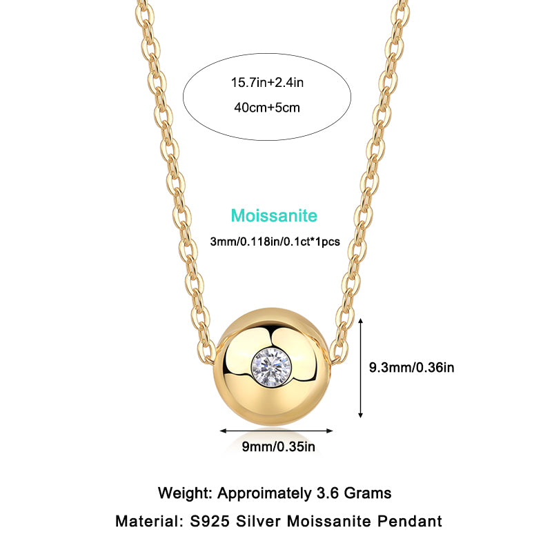 S925 Silver Moissanite Pendant Necklace 40cm Modern Elegant Circulation Design - 1