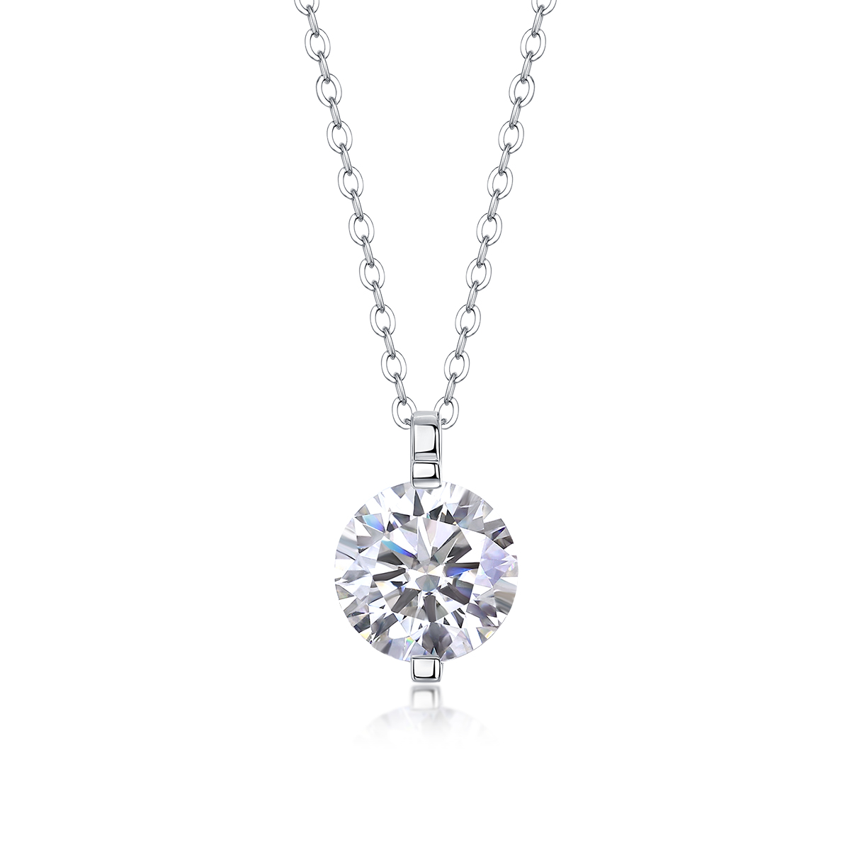 S925 Sterling Silver Moissanite Pendant Necklace with Platinum Plating