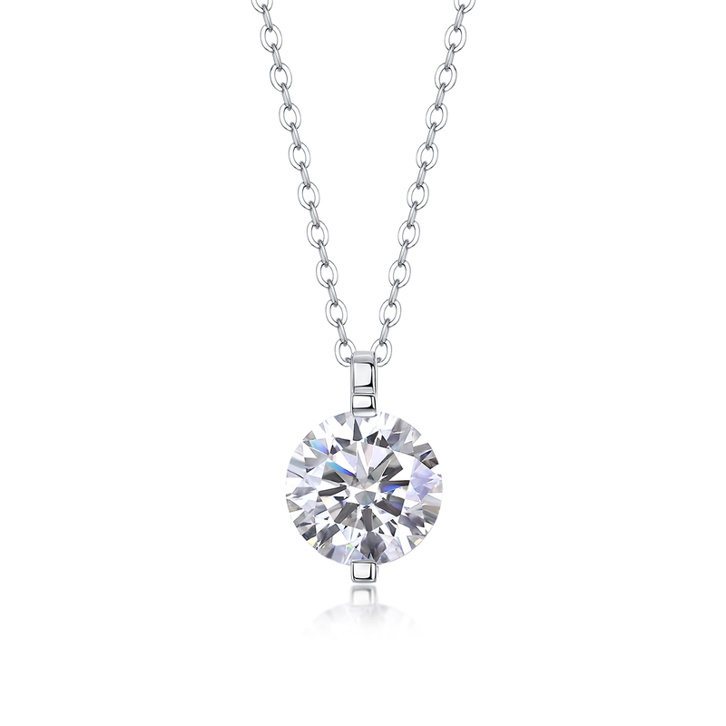 S925 Sterling Silver Moissanite Pendant Necklace with Platinum Plating Minimalist Design - 1