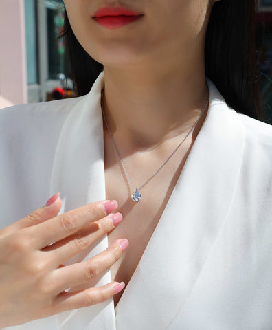 S925 Sterling Silver Moissanite Pendant Necklace with Platinum Plating Minimalist Design