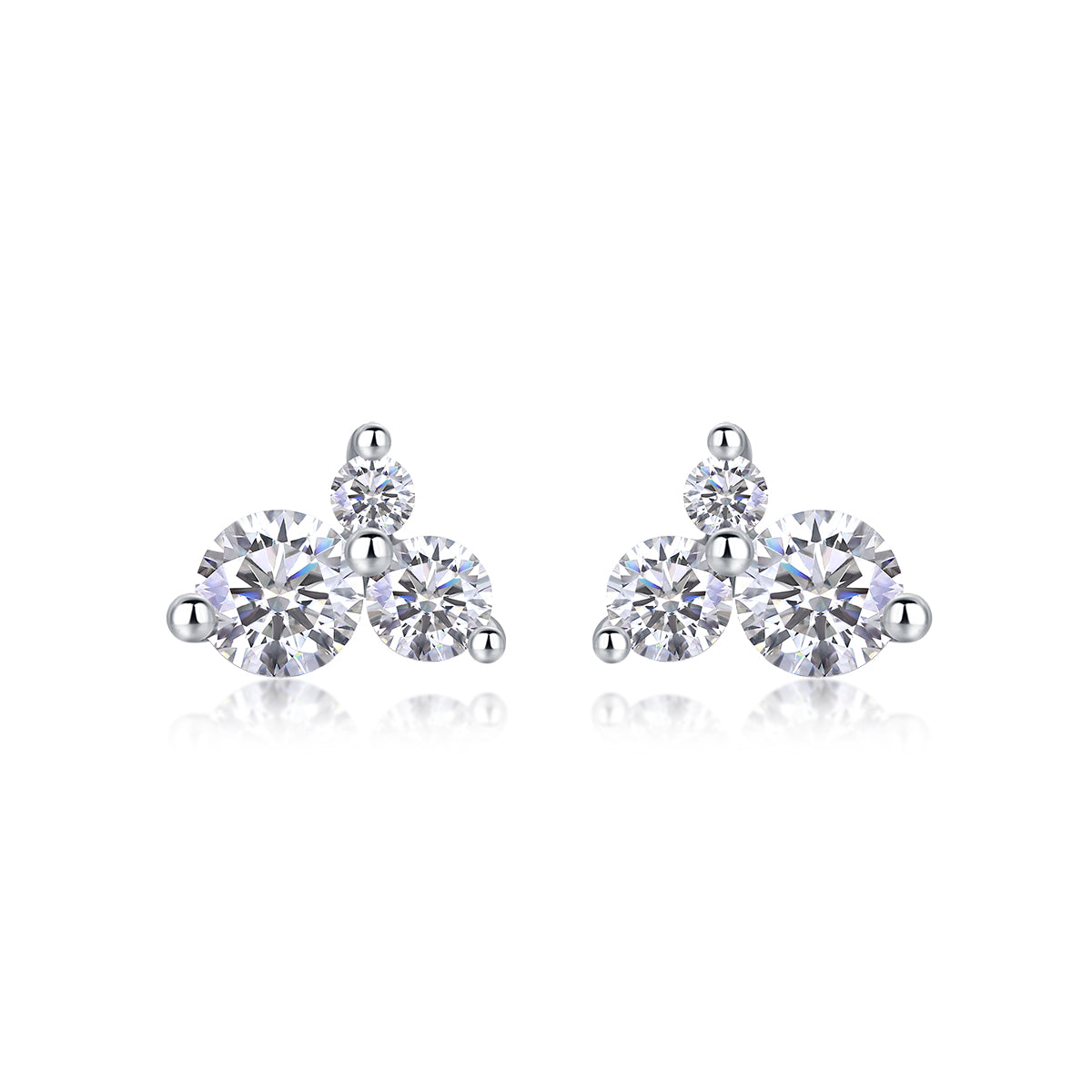 1Wave Moissanite Silver Stud Earrings Luxury Diamond Set