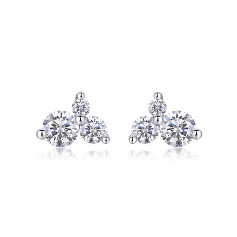 1Wave Moissanite Silver Stud Earrings Luxury Diamond Set