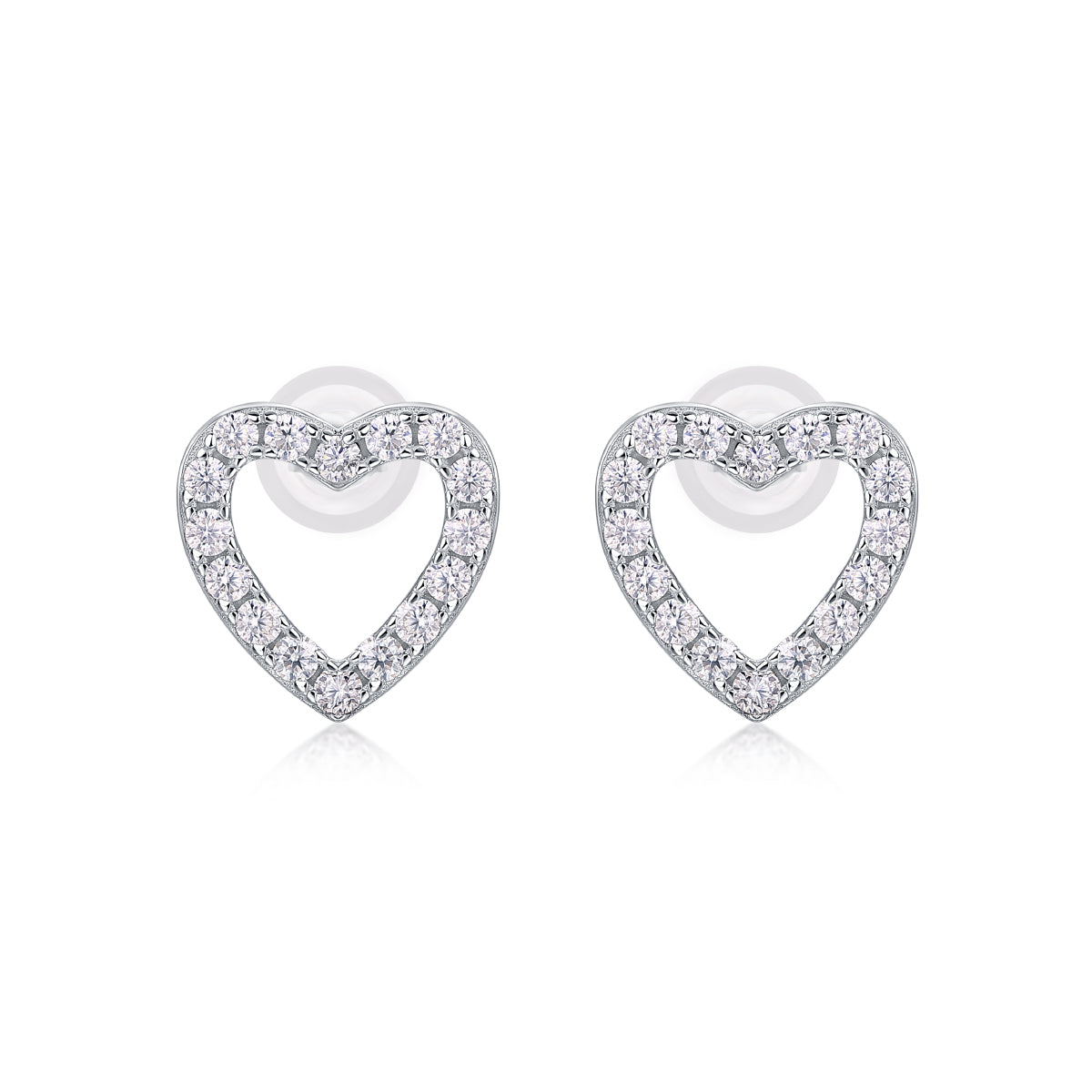 S925 Sterling Silver Heart-Shaped Moissanite Stud Earrings Trendy Fashion Jewelry
