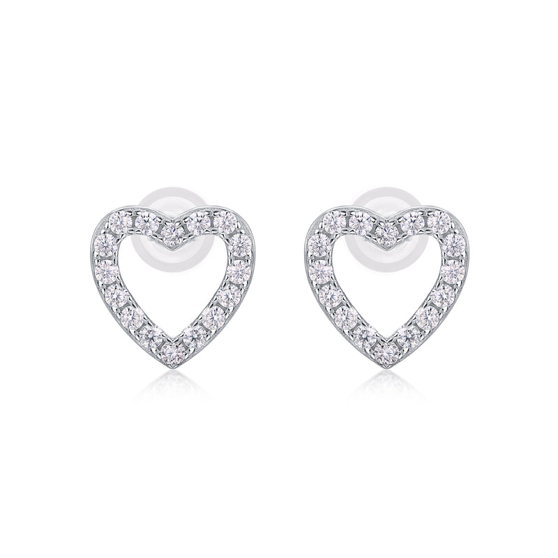 S925 Sterling Silver Heart-Shaped Moissanite Stud Earrings Modern Elegant Design - 4