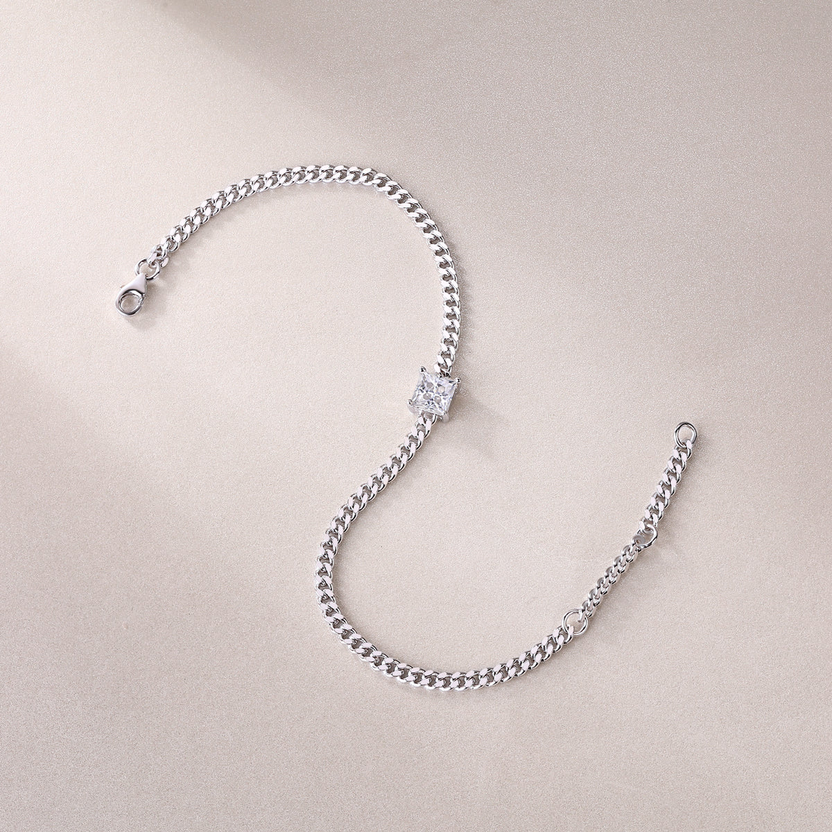 S925 Silver Moissanite Square Diamond Bracelet Elegant Luxury Fashion Jewelry