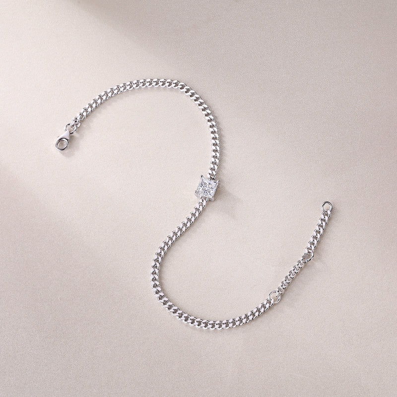 S925 Silver Moissanite Square Diamond Bracelet Elegant Modern Fine Jewelry - 4