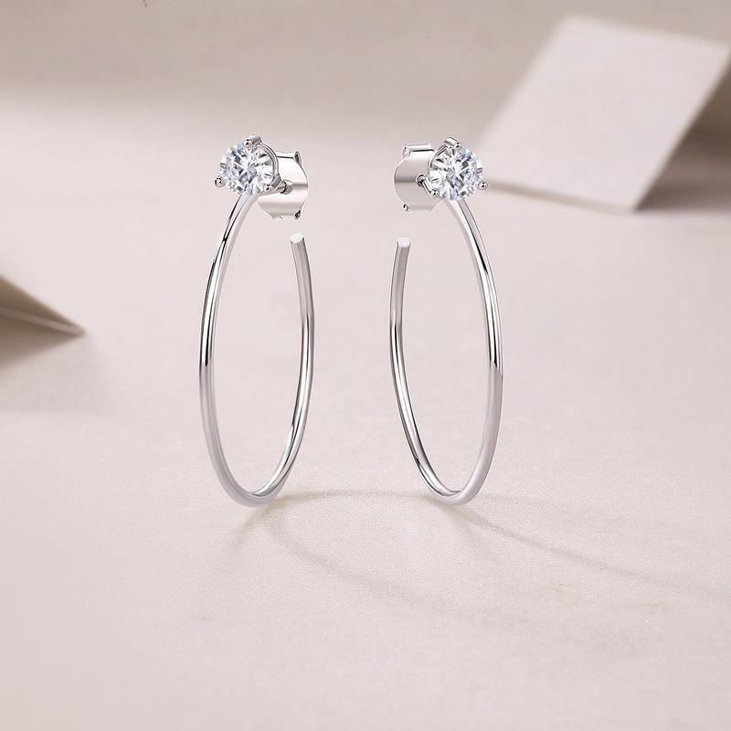 S925 Silver Moissanite Stud Earrings Minimalist Elegant Design - 3