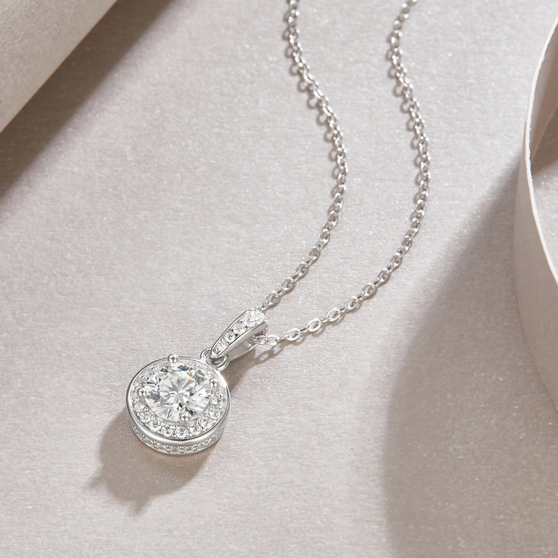 1 Carat Moissanite Pendant Necklace in S925 Sterling Silver with Platinum Plating - 6