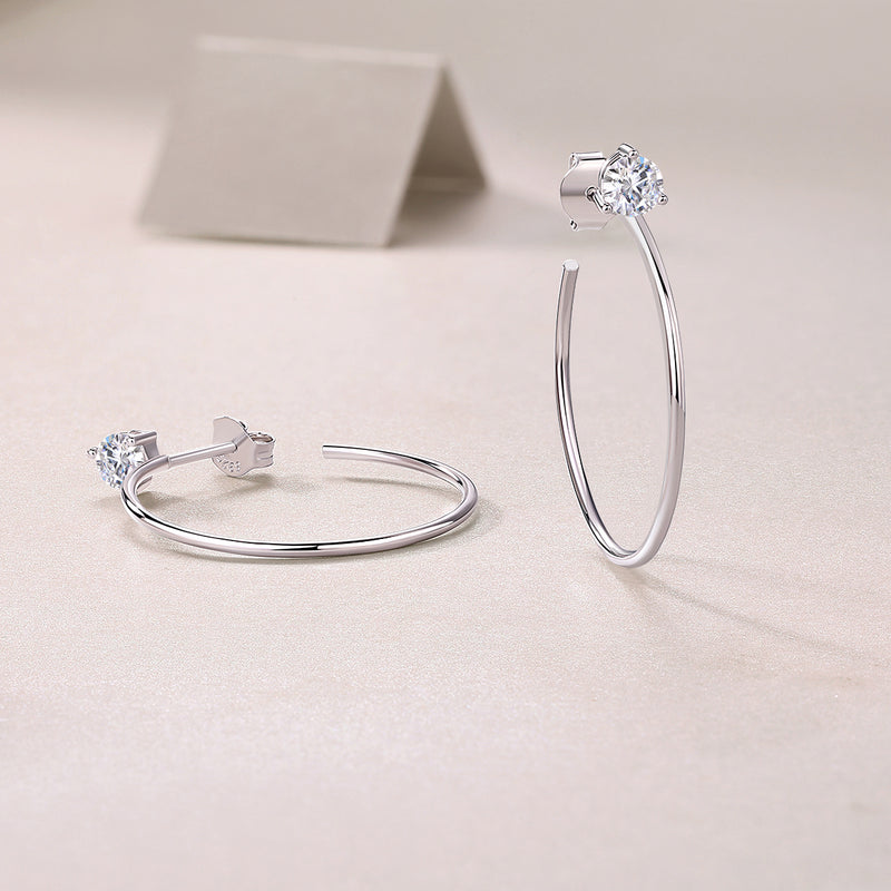 S925 Silver Moissanite Stud Earrings Minimalist Elegant Design - 4