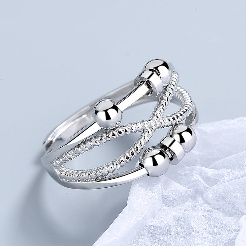 Adjustable Double-Layer Open Design Copper Ring for Women - 2