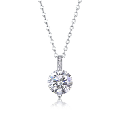 2-Carat Moissanite Pendant Necklace in S925 Sterling Silver with Platinum Plating