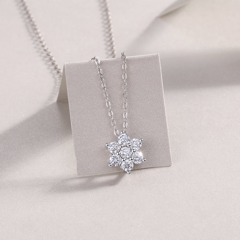 Snowflakes Fluttering Moissanite Pendant Necklace in S925 Sterling Silver - 5