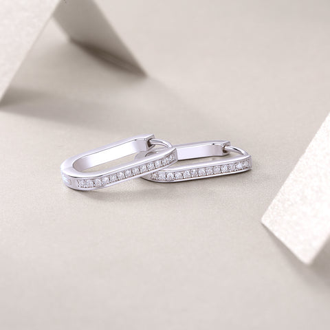 S925 Sterling Silver Moissanite Stud Earrings Elegant Platinum-Plated Hoop Design