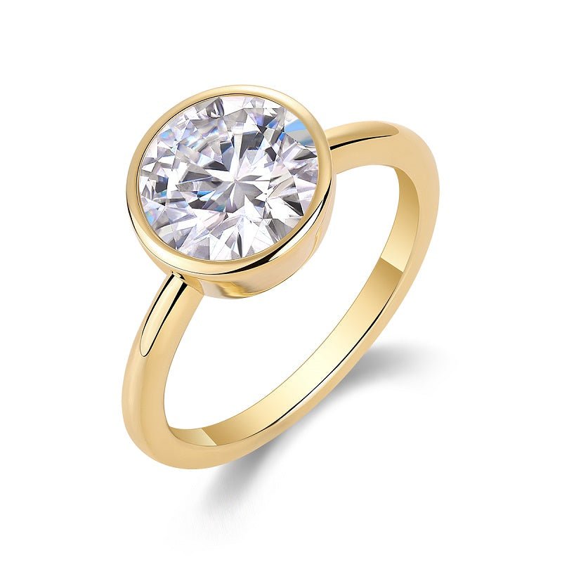 Large Round Moissanite Ring in S925 Silver for Luxury Fashion