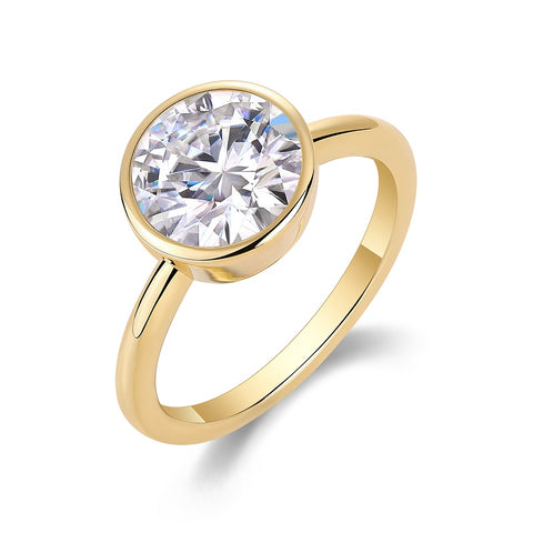 Large Round Moissanite Ring in S925 Silver for Luxury Fashion