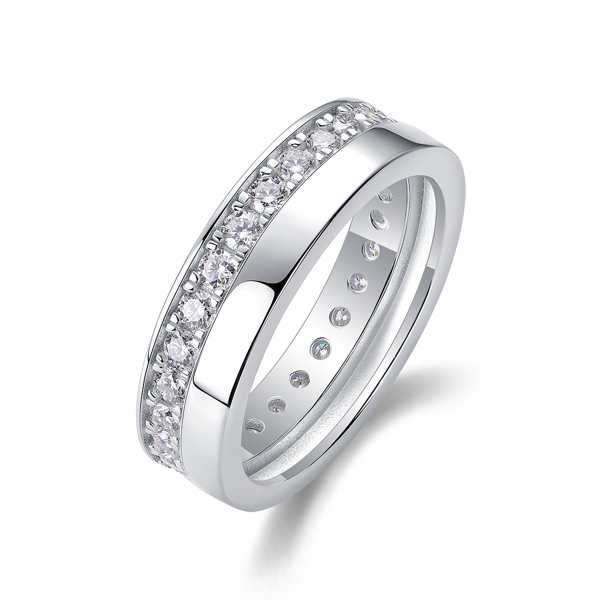 S925 Silver Moissanite Wedding Ring Modern Elegant Fashion Band