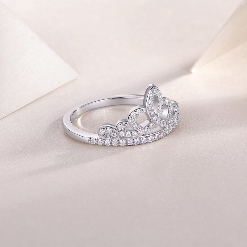 S925 Silver Moissanite Crown Ring Elegant Luxury Design - 4