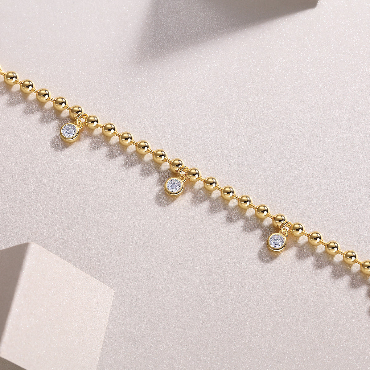 S925 Silver Moissanite Bracelet with Dangling Beads Elegant Fashion Jewelry