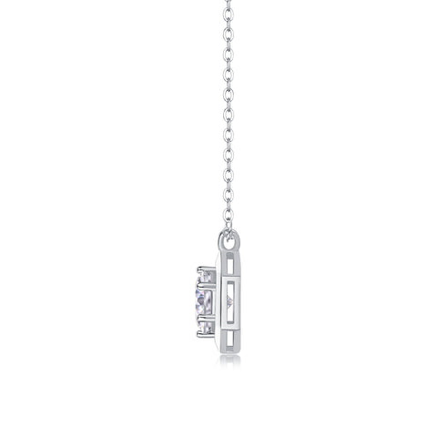1-Carat Moissanite Hexagon Pendant Necklace in S925 Sterling Silver