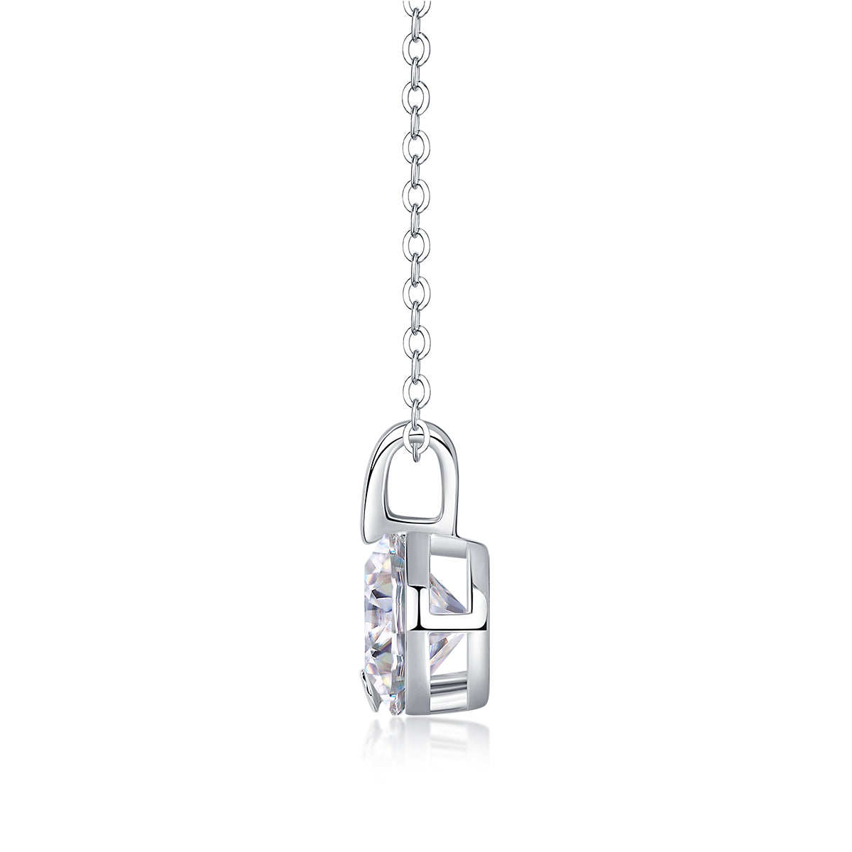 S925 Silver Moissanite V-Chain Pendant Necklace 2 Carat Sparkle