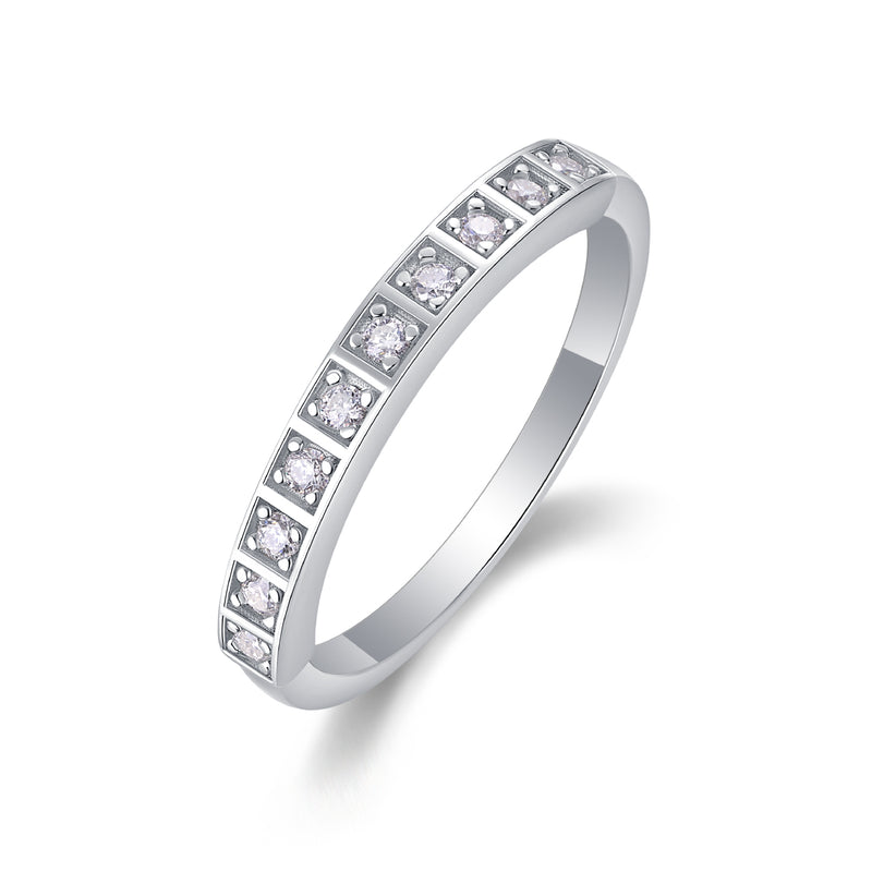 S925 Silver Moissanite Ring Modern Elegant Slim Band - 1