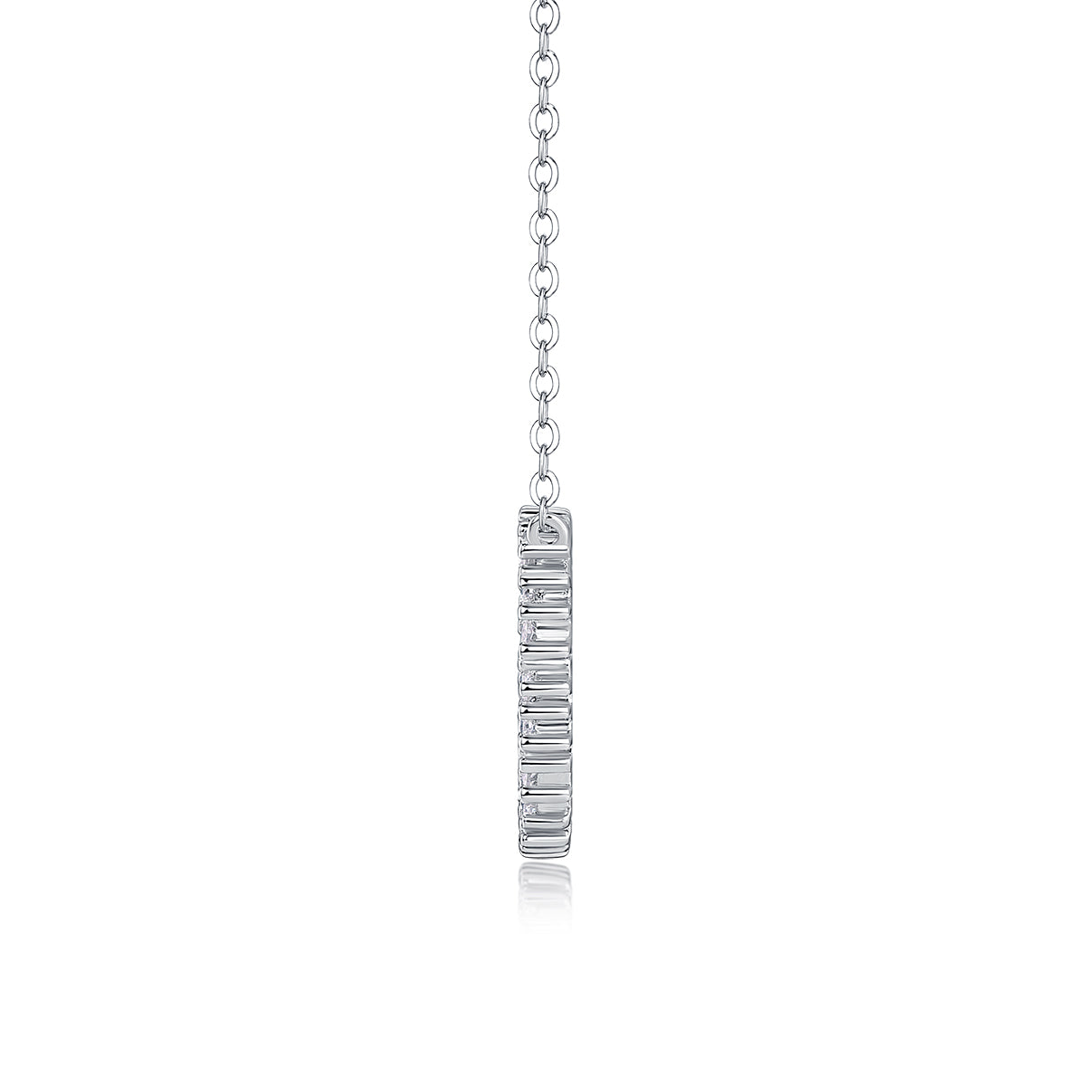 S925 Sterling Silver Moissanite Circle Pendant Necklace with Platinum Plating
