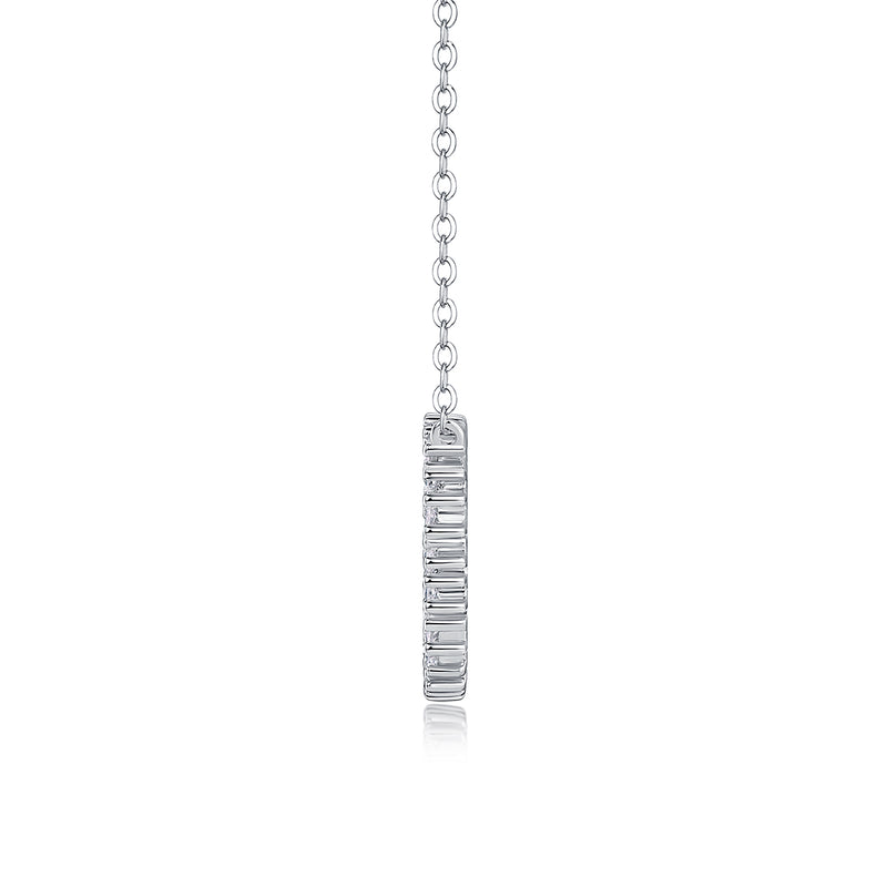 S925 Sterling Silver Moissanite Circle Pendant Necklace with Platinum Plating - 1