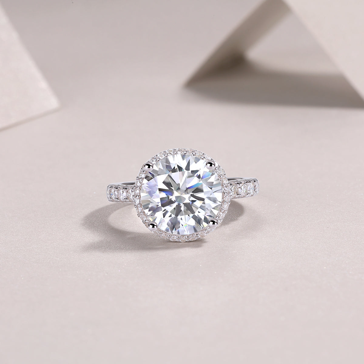 5-Carat Moissanite Sterling Silver Ring Elegant Starry Sky Design