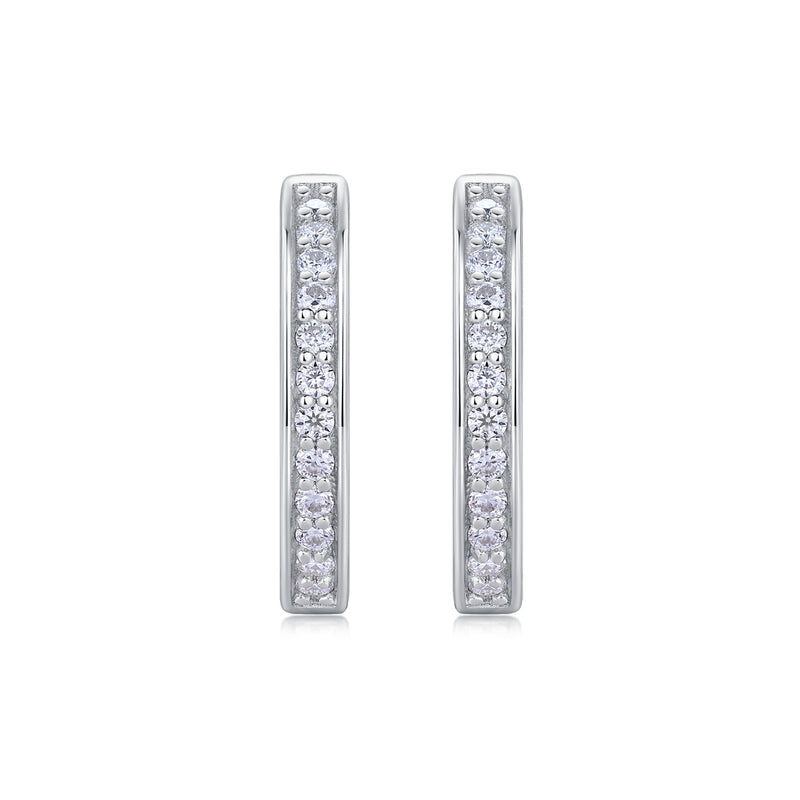 1Morning Dew S925 Sterling Silver Moissanite Stud Earrings Elegant Hoop Design - 5