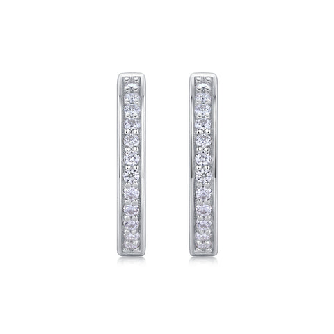 1Morning Dew S925 Sterling Silver Moissanite Stud Earrings Elegant Hoop Design