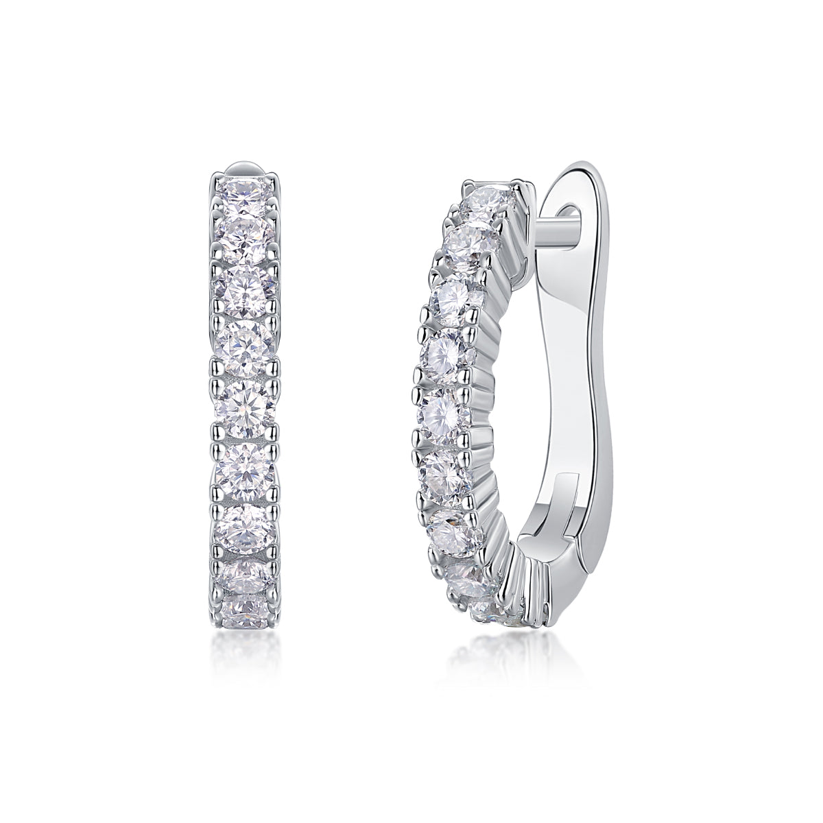 Luxury Moissanite Stud Earrings in S925 Silver Hoop Design