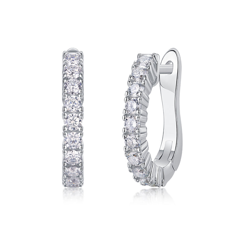 Luxury Moissanite Stud Earrings in S925 Silver Hoop Design - 2