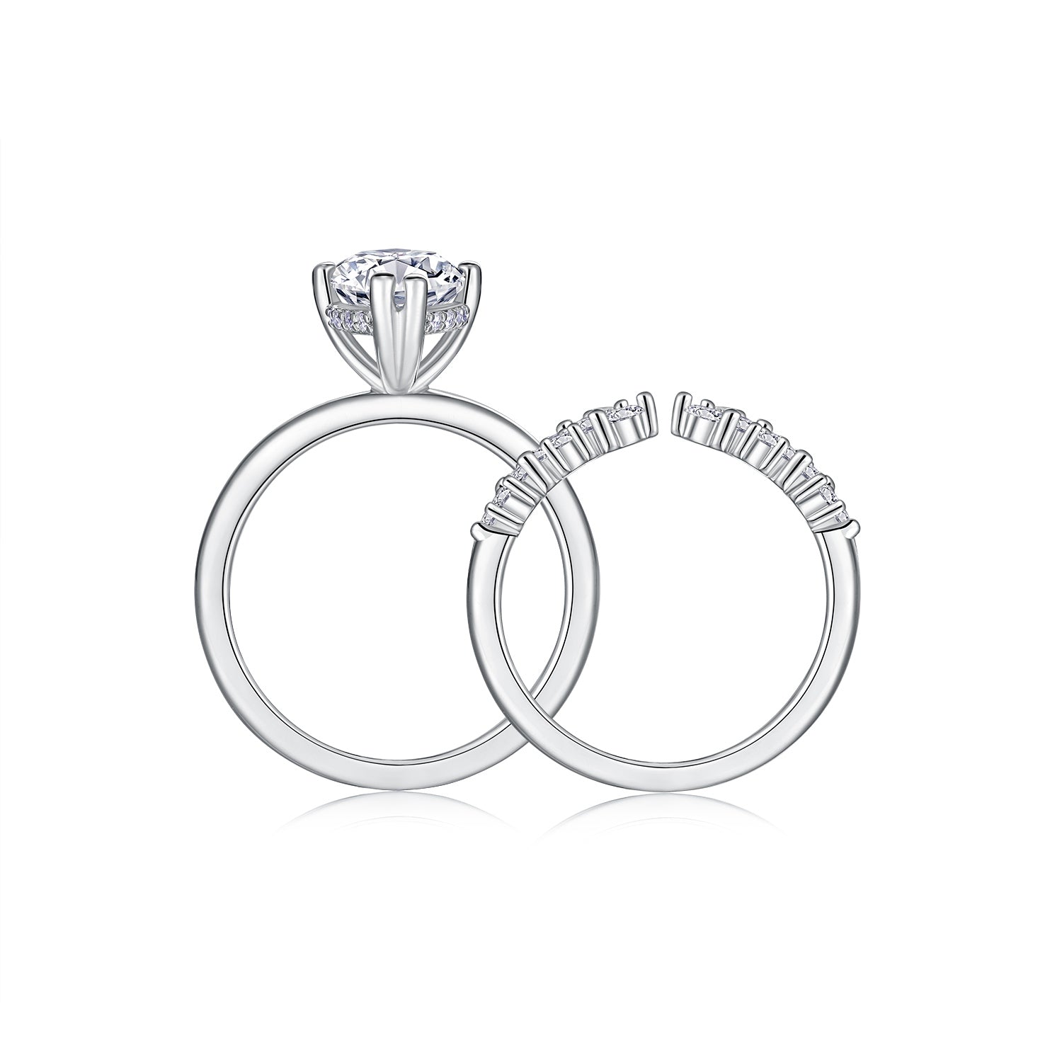 S925 Sterling Silver Moissanite Ring Set for Men and Women Modern Elegant Design