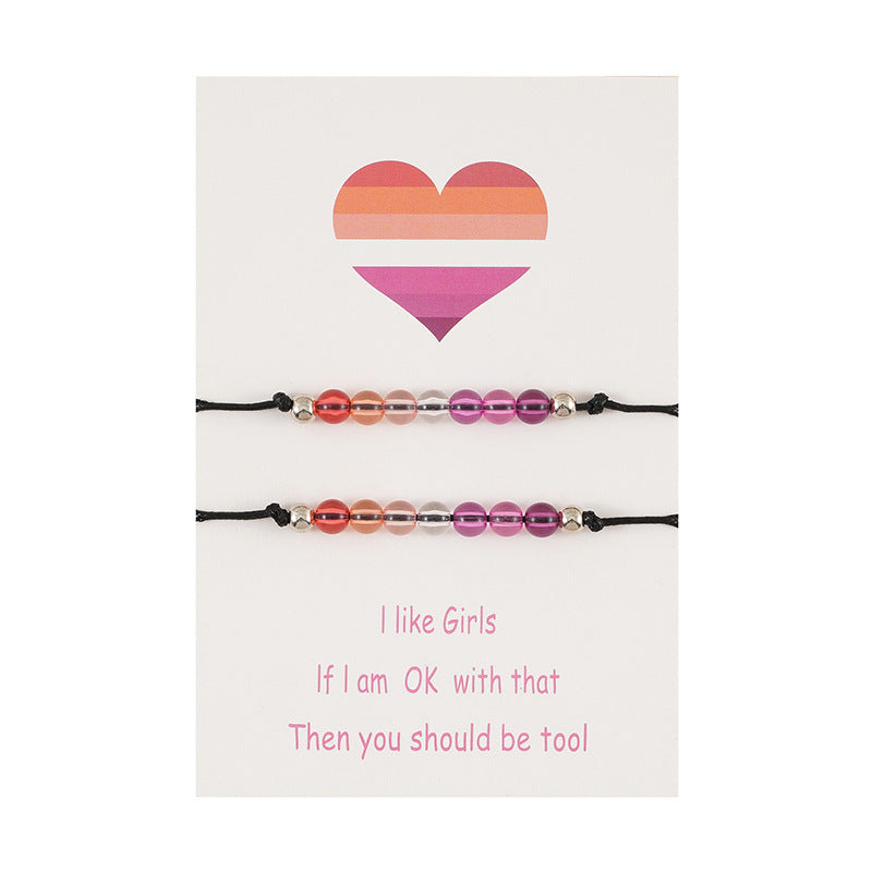 Adjustable Colorful Beaded Bisexual Couple Bracelet Set
