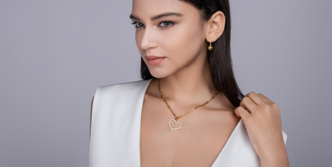 1Heart Wish Sterling Silver Necklace with Small Moissanite Heart Pendant