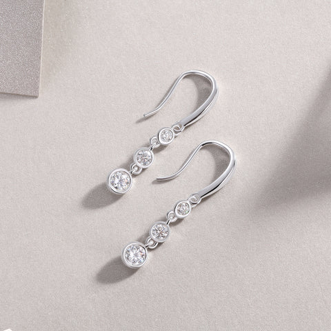 Classic Multi-Diamond Moissanite S925 Silver Drop Earrings