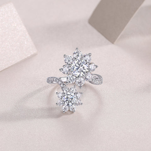 1Petal Morning Dew 1-Carat Moissanite S925 Sterling Silver Floral Ring