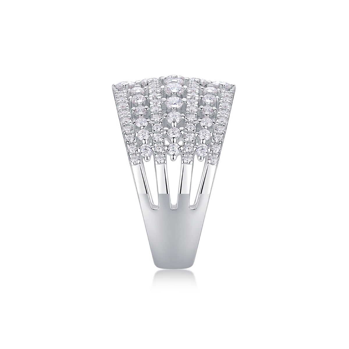 Luxurious Moissanite Silver Ring with Multiple Diamonds in S925