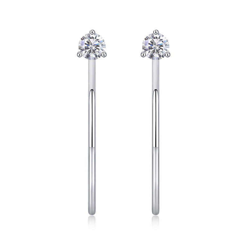 S925 Silver Moissanite Stud Earrings Minimalist Elegant Design - 2