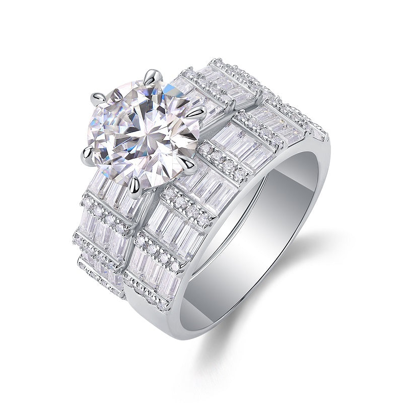 1Vanilla 3-Carat Moissanite S925 Sterling Silver Ring Set Modern Elegant Fine Jewelry - 8