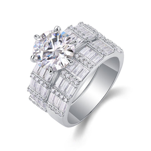 1Vanilla 3-Carat Moissanite S925 Sterling Silver Ring Set Modern Luxury