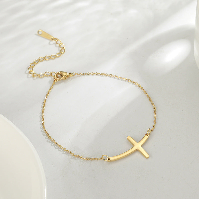 Minimalist Stainless Steel Cross Bracelet - 4