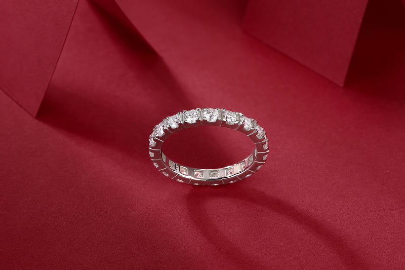 S925 Silver Starry Sky Moissanite Eternity Ring Elegant Fashion Jewelry - 12