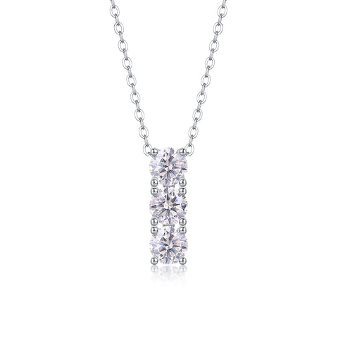 Moissanite Pendant Necklace in S925 Sterling Silver with Platinum Plating Modern Elegant Design
