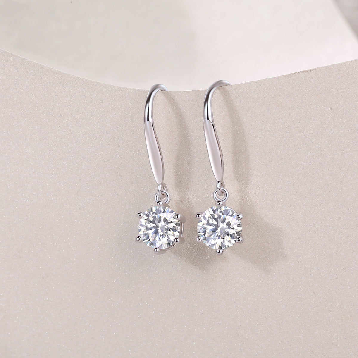 1 Carat Moissanite Dangle Earrings in S925 Silver Elegant Drop Jewelry