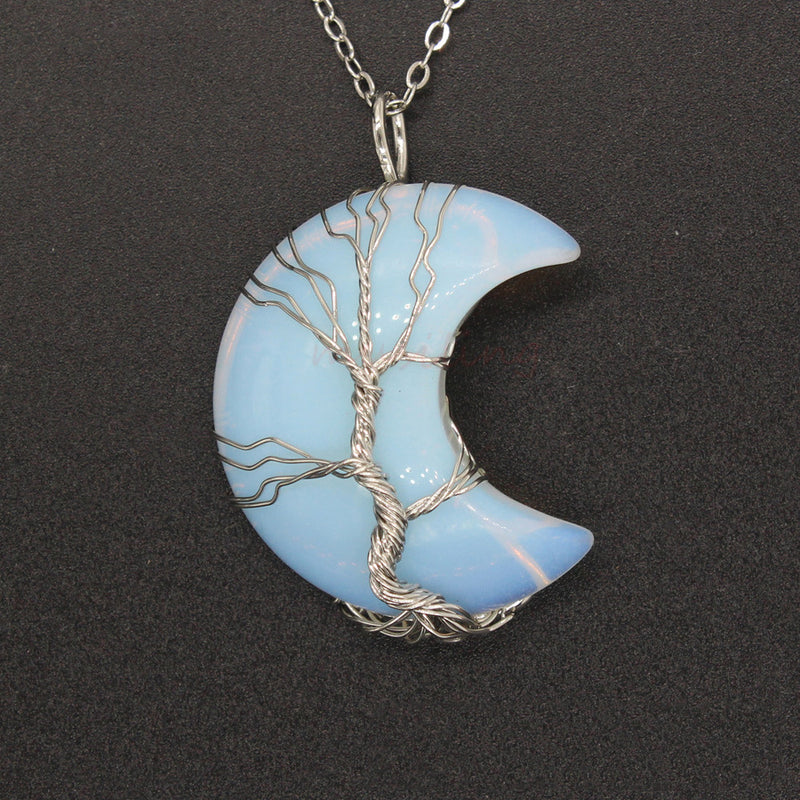 Natural Crystal Crescent Moon Pendant - 5