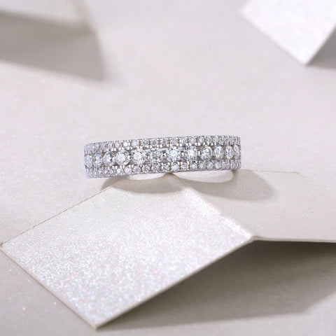 Elegant Multi-row Moissanite S925 Silver Ring Modern Fashion Band