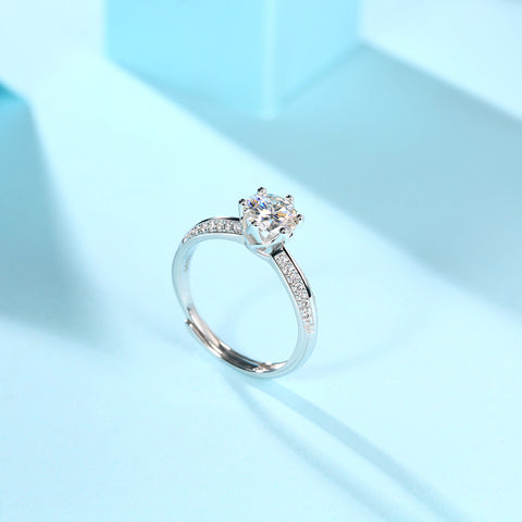 1 Carat Moissanite Diamond Wedding Ring in S925 Silver Elegant Modern Design
