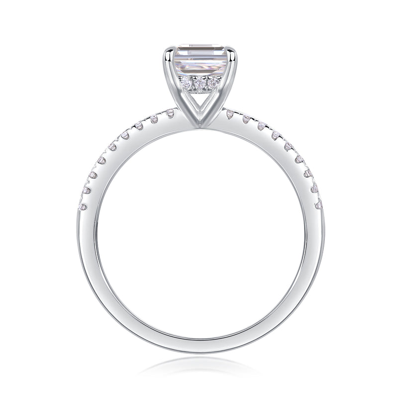 S925 Silver 1Square Moissanite Ring with Octagonal Stone Luxury Fashion - 3